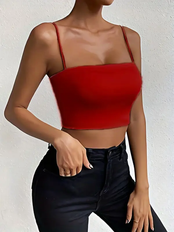 Chic Solid Spaghetti Strap Cami Top - Image 6