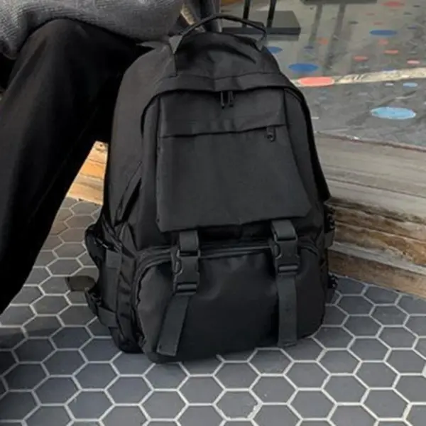 Black Unisex Backpack for Travel and School - Image 4