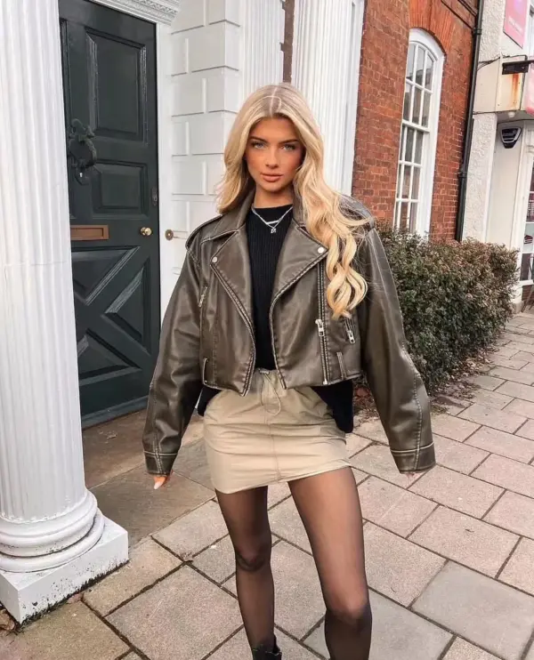 Women's Vintage Style Faux Leather Jacket - Image 9