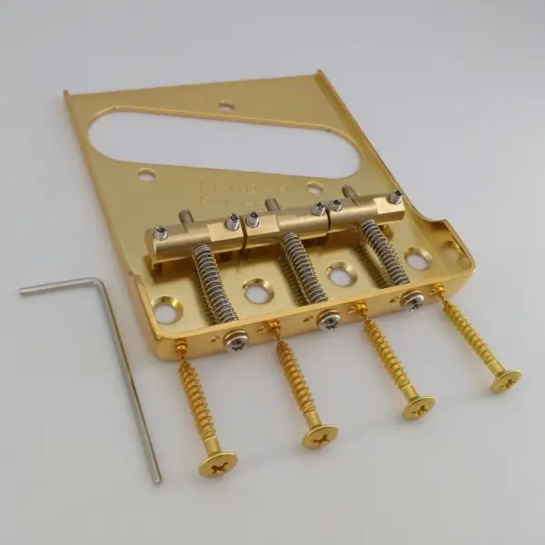 Vintage Tele Guitar Bridge Brass Saddles - Image 3