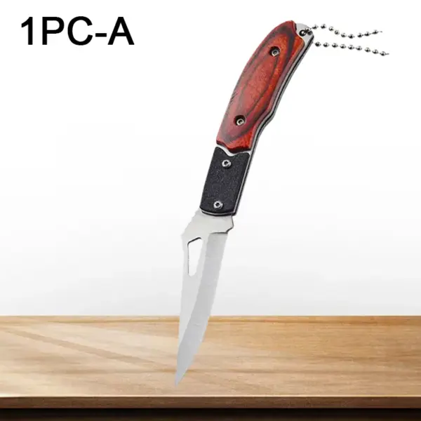 Stainless Steel Folding Paring Knife with Keychain - Image 7