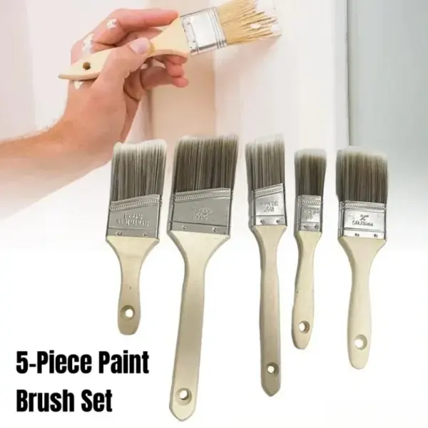 5pcs Wood Paint Brush Set for DIY Projects - Image 2