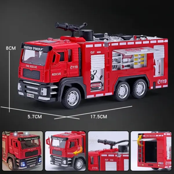 1/32 Diecast Ladder Water Fire Truck Model - Image 8