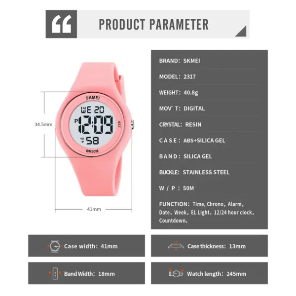 SKMEI 2317 Digital Sports Watch for Men Women - Image 6