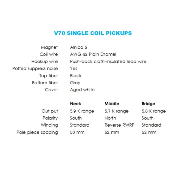 Noiseless Vintage V70 Guitar Pickups Set of 3 - Image 4