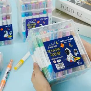 60 Color Dual Tip Acrylic Paint Markers 12 S46d779ae63a24569a480ddb7f06ac0c7w
