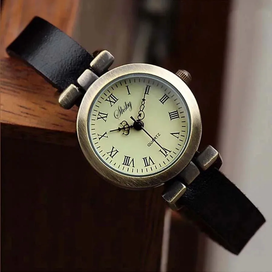 Antique Bronze Leather Watch for Women 3 Antique Bronze Leather Watch for Women - Image 3