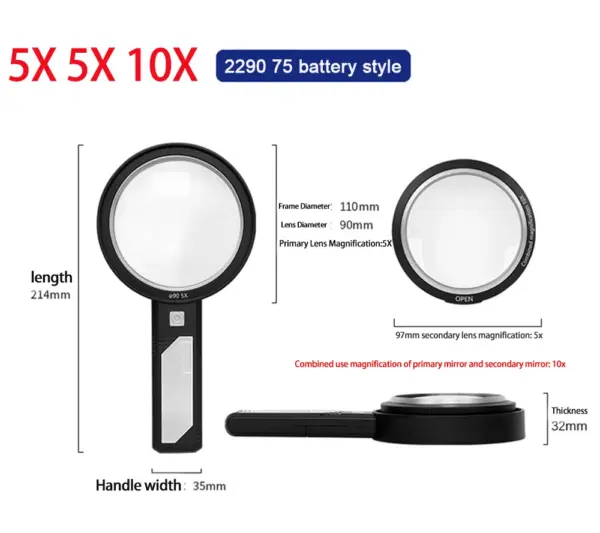 Illuminated Handheld Magnifier with 8 LED Lights - Image 12