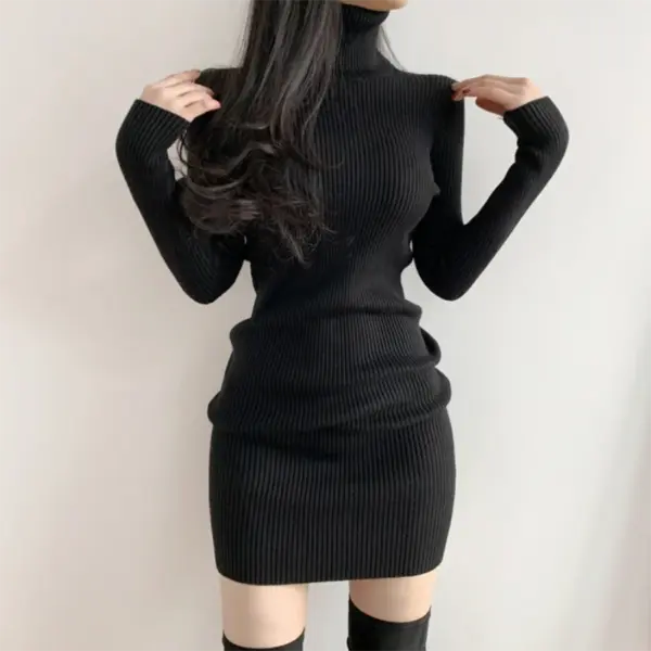 Women’s Autumn Winter Turtleneck Mini Dress