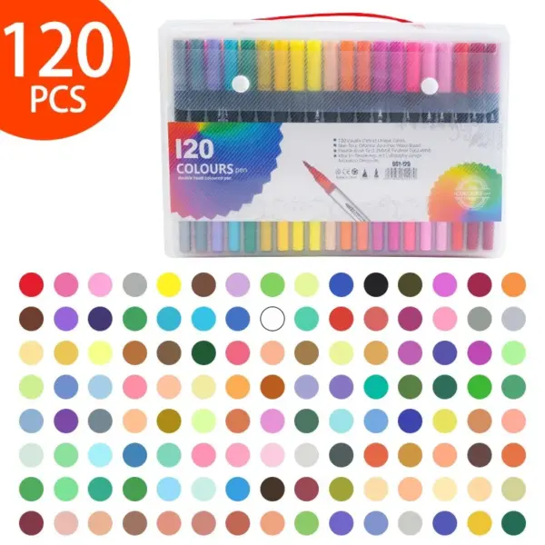 120 Color Dual Tip Brush Pen Set - Image 12