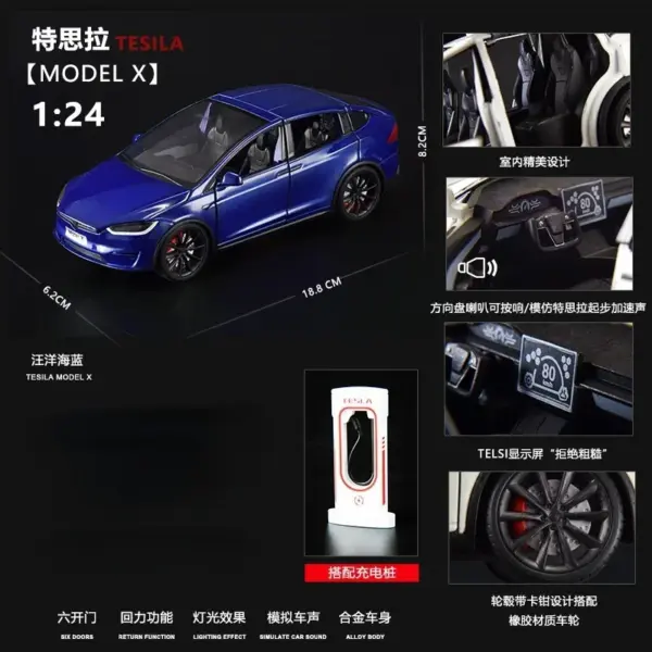 1:24 Tesla Model X Diecast Alloy Car Model - Image 13