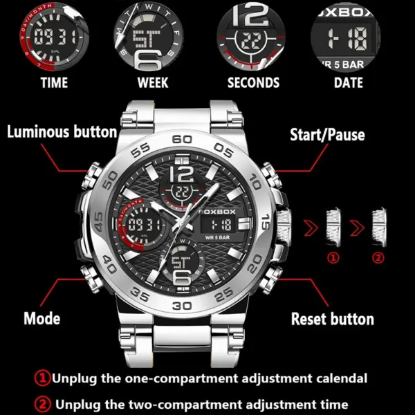 Men's Waterproof Dual Display Silicone Watch - Image 3