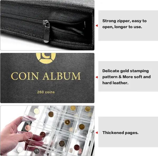 Coin Collection Album with 260 Pockets - Image 5