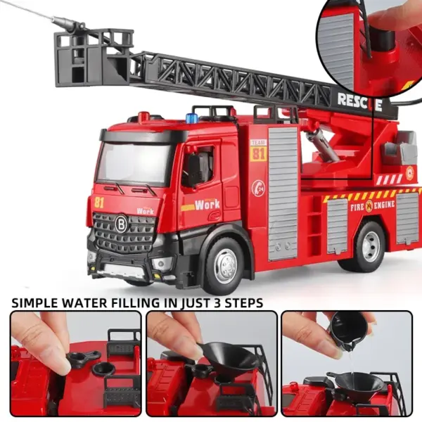 Diecast Metal Fire Truck Water-Spraying Toy - Image 5