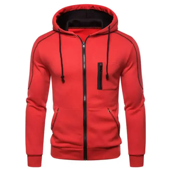 Men's Fleece Lined Winter Hoodie with Zipper - Image 3