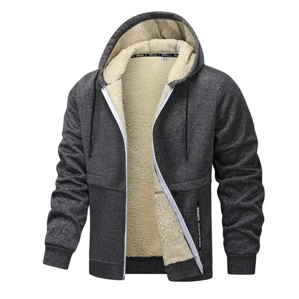 Men's Warm Zip Up Plush Hoodie - Image 7