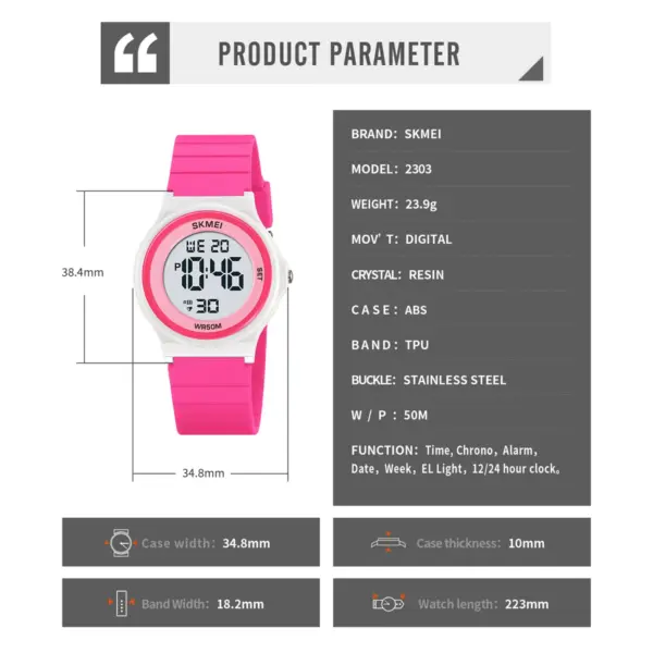 SKMEI 2303 Waterproof Kids Digital Watch - Image 6