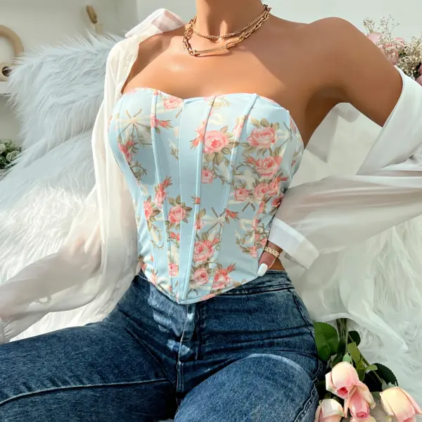 Backless Floral Crop Top for Women - Image 4
