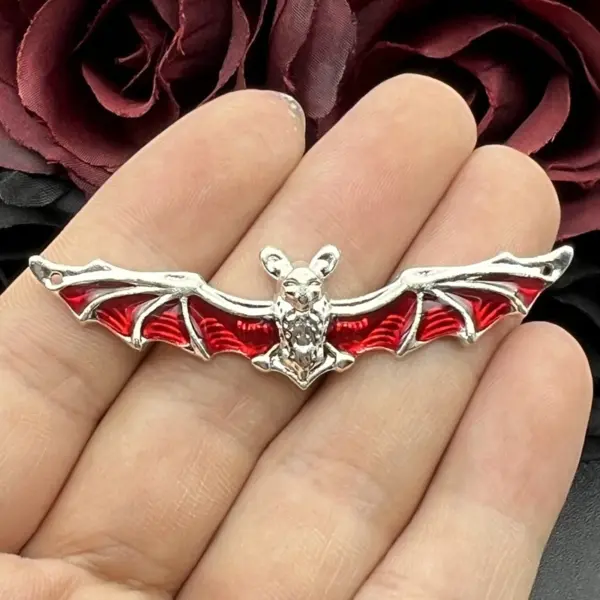5pcs Antique Silver Bat Charms for Jewelry - Image 2