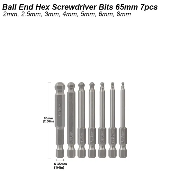 Ball End Hex Screwdriver Bit Set 5-9Pcs - Image 7