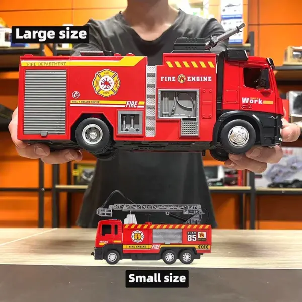 Diecast Metal Fire Truck Water-Spraying Toy - Image 4