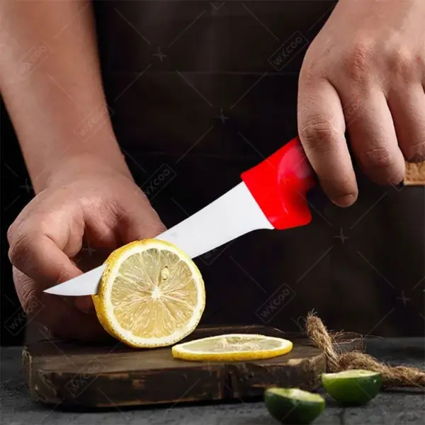 Stainless Steel Boning Knife with Red Handle - Image 4