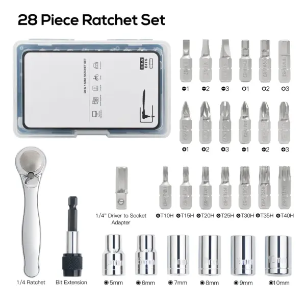 28 in 1 Compact Ratchet Wrench Set - Image 4