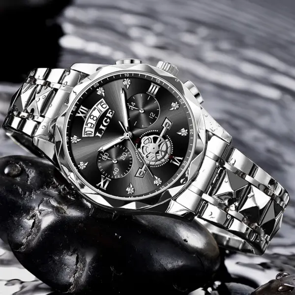 LIGE Men's Quartz Chronograph Watch Waterproof - Image 2