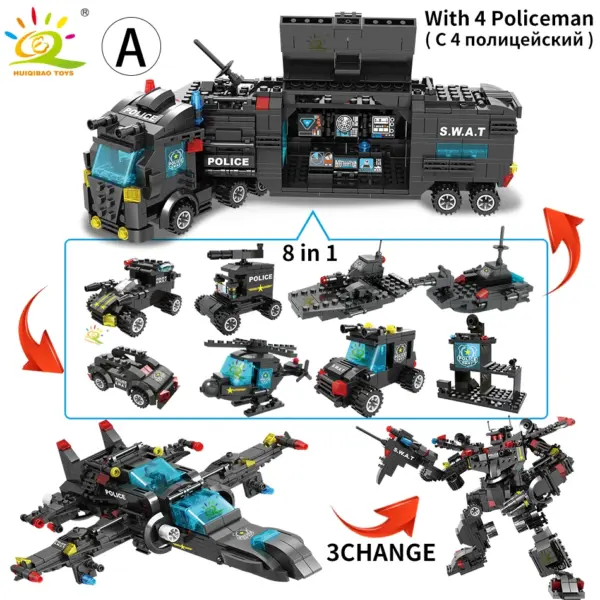 HUIQIBAO Police Station Building Blocks Set - Image 7