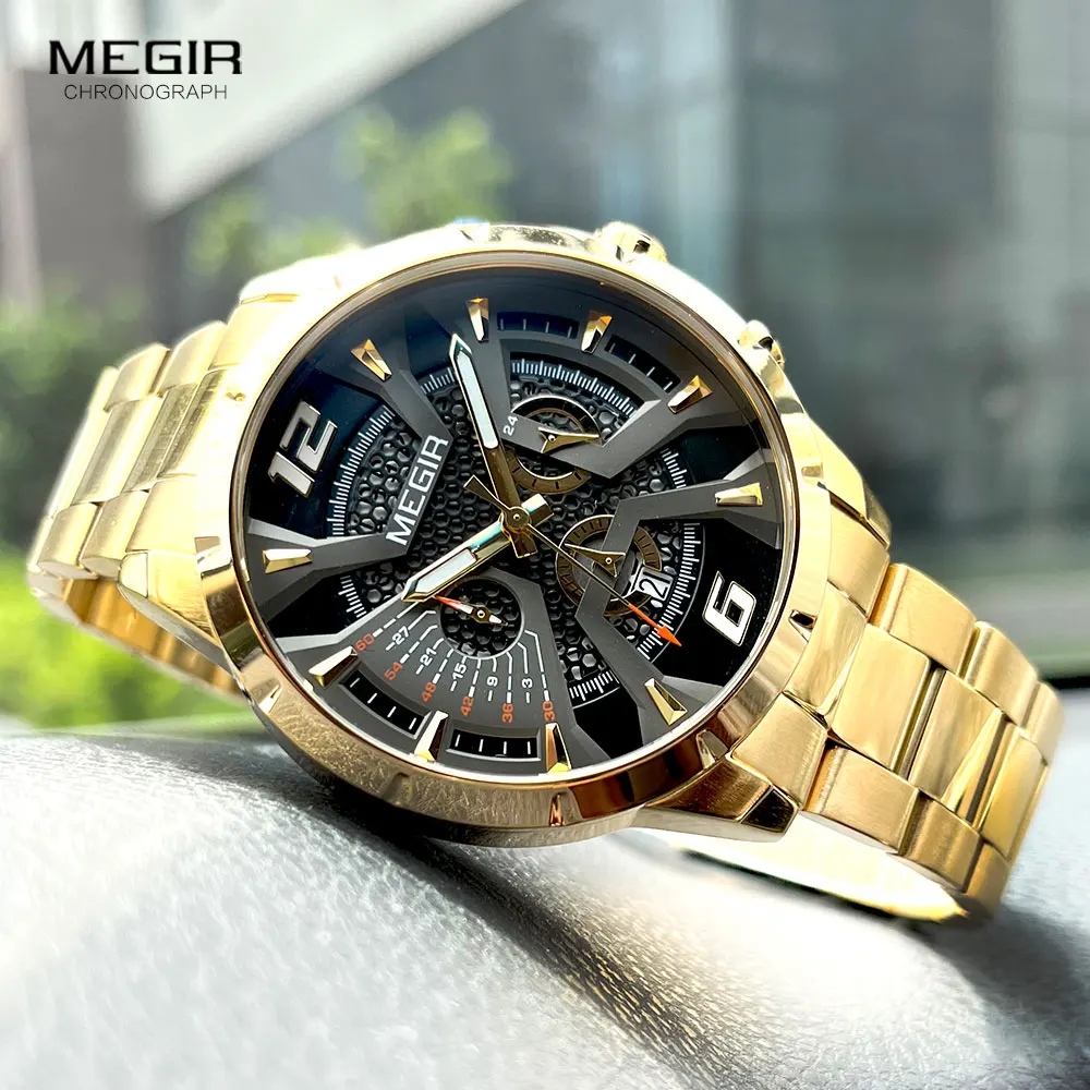 MEGIR MS2221GGD-1N3 Men's Quartz Chronograph Watch 3 MEGIR MS2221GGD-1N3 Men's Quartz Chronograph Watch - Image 3