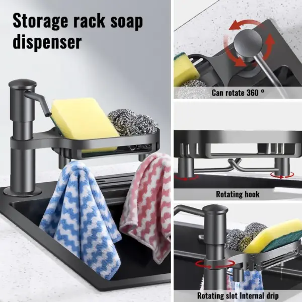 Kitchen Sink Soap Dispenser with Storage Rack - Image 6