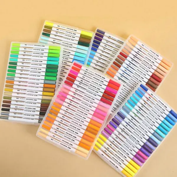120 Color Dual Tip Brush Marker Set - Image 2