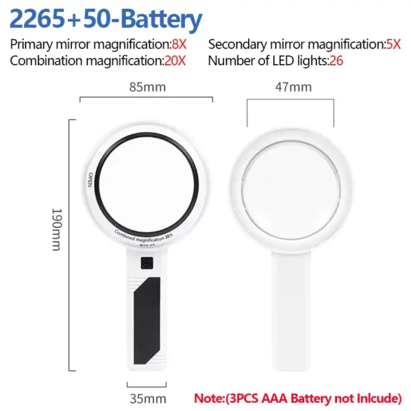 LED Handheld Magnifying Glass with 20X Zoom - Image 11