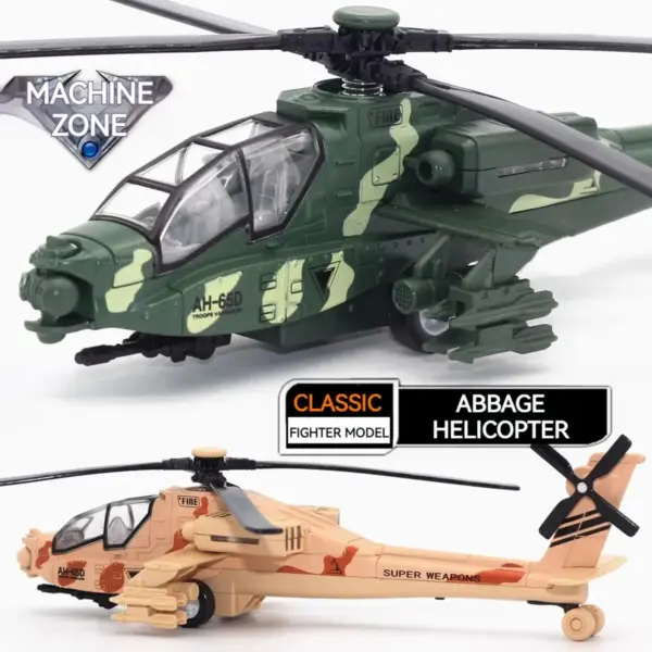 AH-64 Helicopter Alloy Toy Model with Lights - Image 2