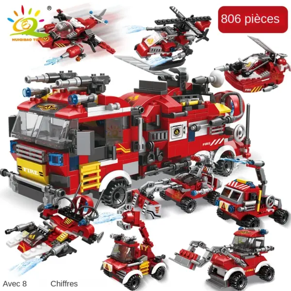 HUIQIBAO 806pcs Fire Truck Building Blocks Set - Image 2