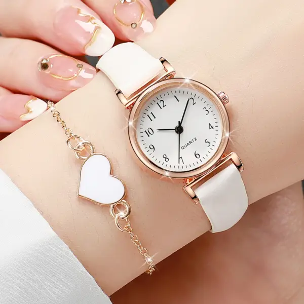 5pcs Women Quartz Watch & Heart Jewelry Set - Image 3