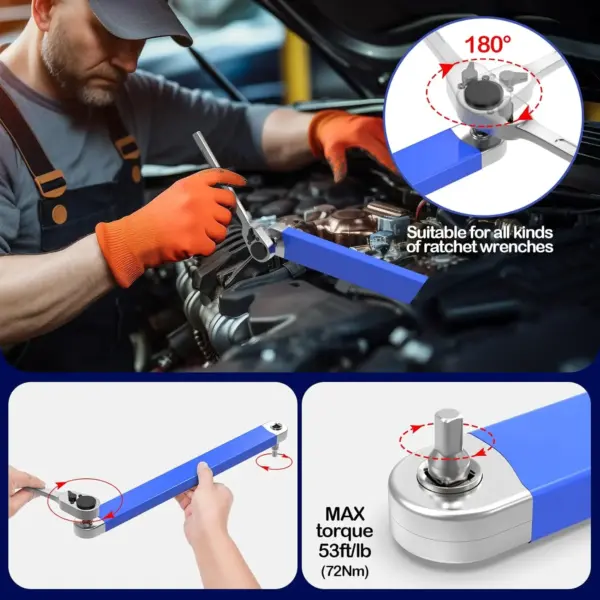 Compact Offset Extension Wrench with 4 Adapters - Image 4