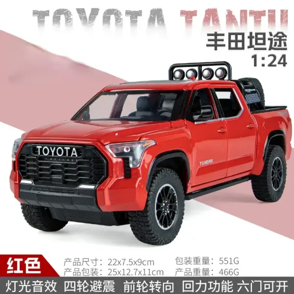 1:24 Scale Toyota Tundra Diecast Model Truck - Image 8