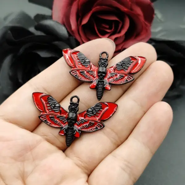 Zinc Alloy Death Moth Charms Set of 5 - Image 4