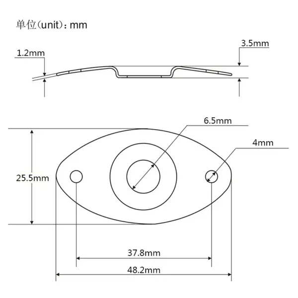 Oval 1/4 Inch Guitar Output Jack Socket - Image 4