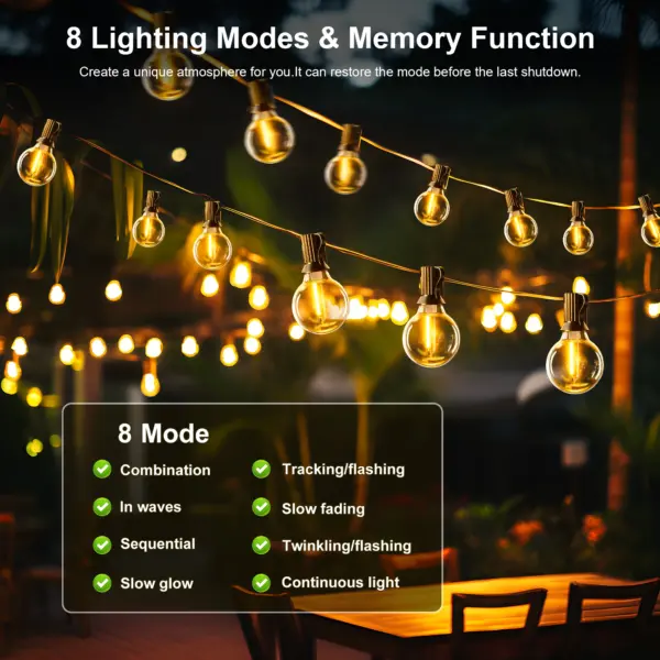 Solar G40 LED String Lights for Outdoor Use - Image 2