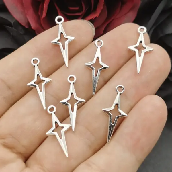 20pcs Antique Silver Star Charms for Jewelry
