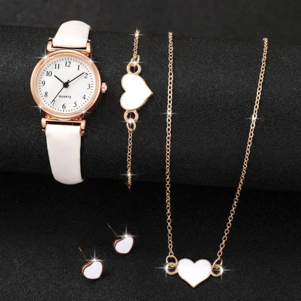 5pcs Women Quartz Watch & Heart Jewelry Set - Image 2