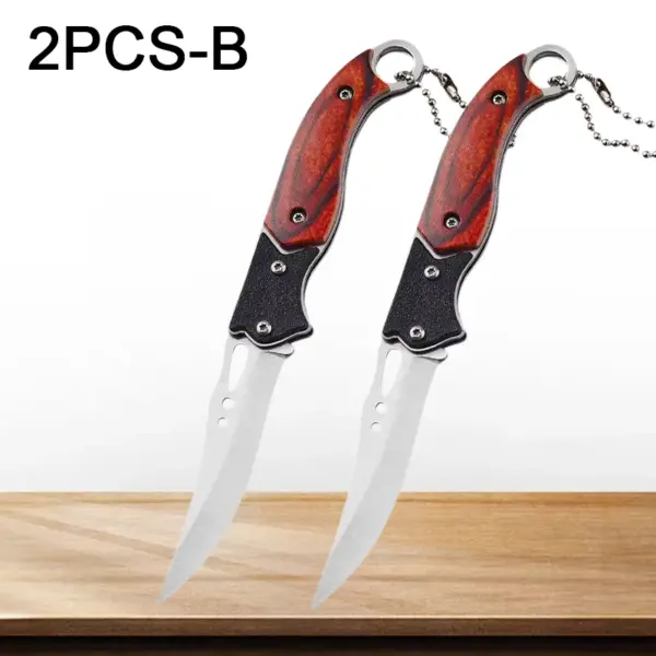 Stainless Steel Folding Paring Knife with Keychain - Image 10