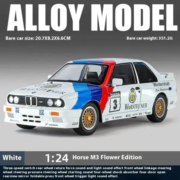 1:24 BMW M3 E30 Metal Diecast Car Model - Image 26