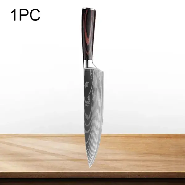 Stainless Steel Chef Knife Set with Damascus Design - Image 8