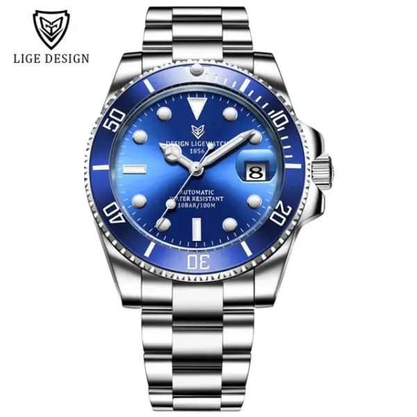 LIGE Automatic Men's Diver Stainless Steel Watch - Image 9