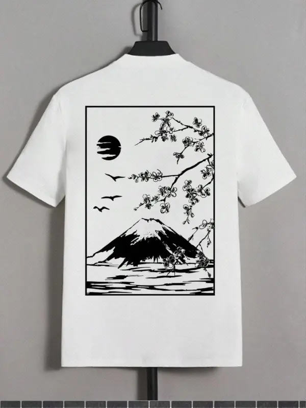Tokyo Sakura Mount Fuji Cotton T-Shirt - Image 2