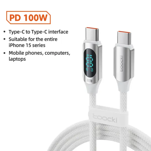 Toocki 100W Type-C Charging Cable 1m with LED - Image 9