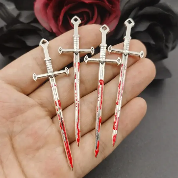 4pcs Gothic Blood Sword Charms for DIY Jewelry - Image 2